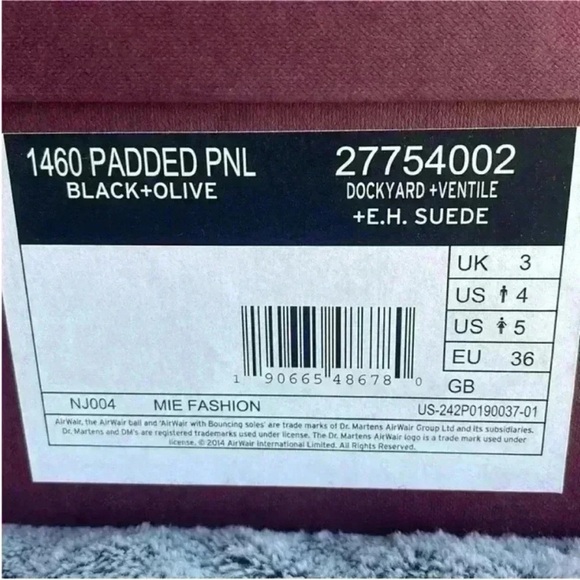 Dr. Martens 1460 Pascal Boot in Black/Olive Women’s Size 5 NIB - Picture 3 of 7